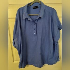 Lane Bryant Periwinkle Batiste Button-Front Pullover Blouse